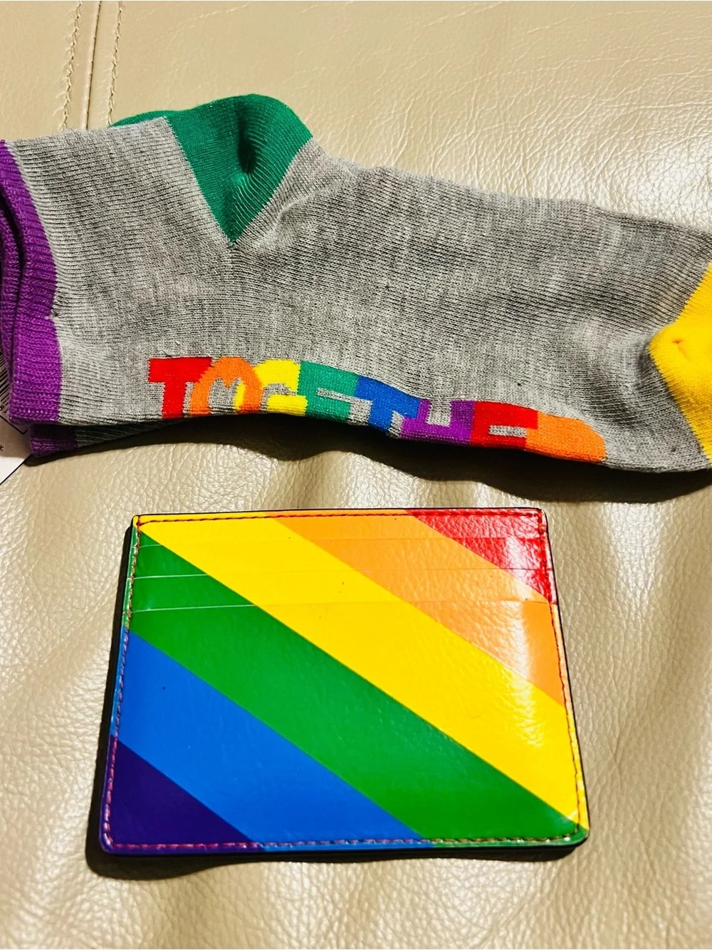 kate spade Rainbow Stripe Card Holder and Pride Socks